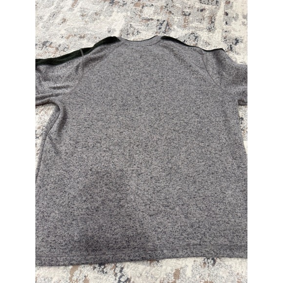 Eddie Bauer Mens Large Gray Sherpa Lined Sweater Fleece Crewneck Olive Stripe - Picture 9 of 11